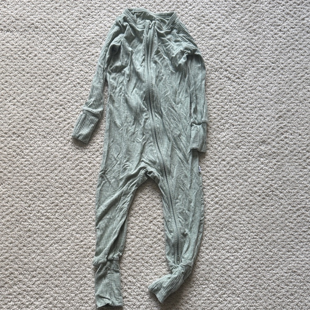 Little Sleepies Ribbed One Piece in Soft Green